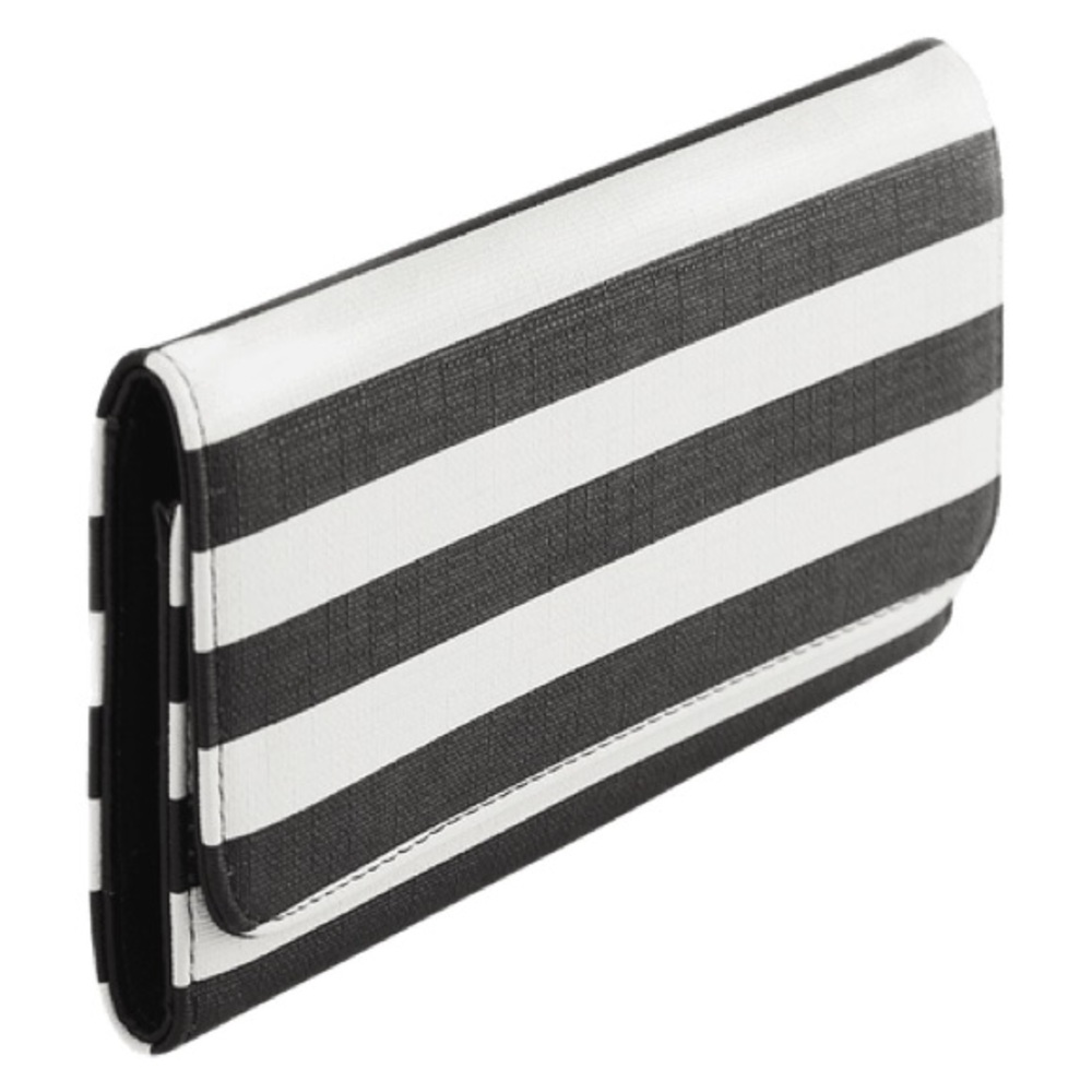 KUT From The Kloth Slim Striped Wallet Purse Black & White Vegan Leather NIB